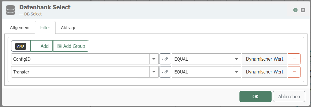 Datenbank Select Transferobjekt