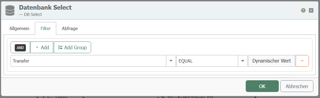 Datenbank Select Transferobjekt
