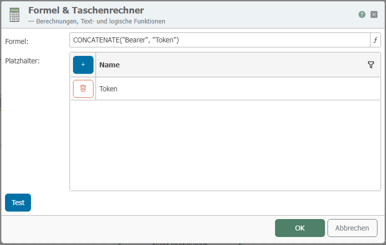Rechner Transferobjekt für Bearer Token