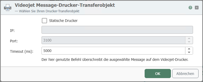 Videojet Message-Durcker-Transferobjekt
