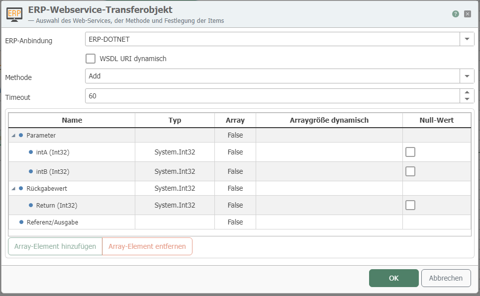 ERP-Webservice-Transferobjekt