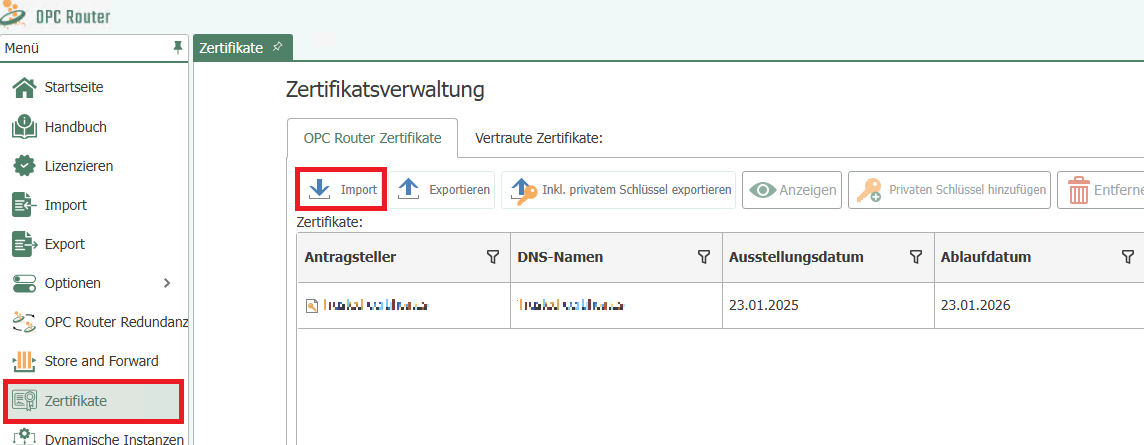 Zertifikatsverwaltung