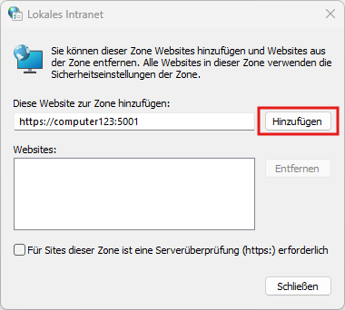Das System auf dem der OPC Router installiert wurde hinzufügen.