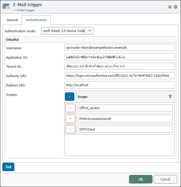 Reiter Authentication des E-Mail-Triggers bei Device Code