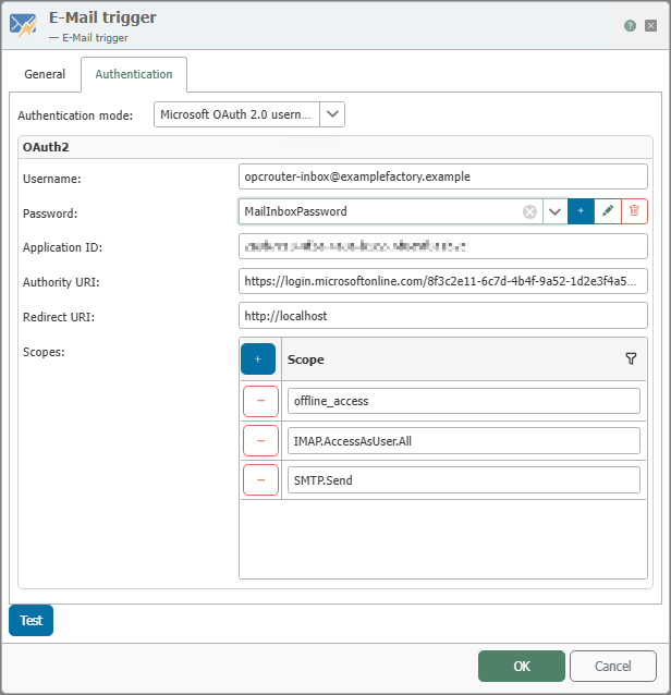 Reiter Authentication des E-Mail-Triggers bei ROPC