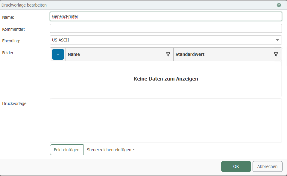 Druckvorlage des generischen Druckers