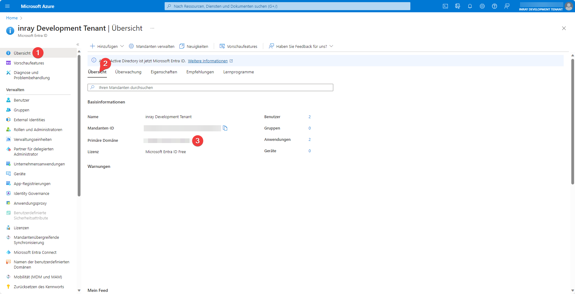 Das Aussehen und die Menüführung der Benutzeroberfläche von Microsoft Entra ID können abweichen.