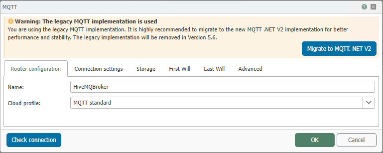 MQTT-Plug-in, Reiter Router configuration