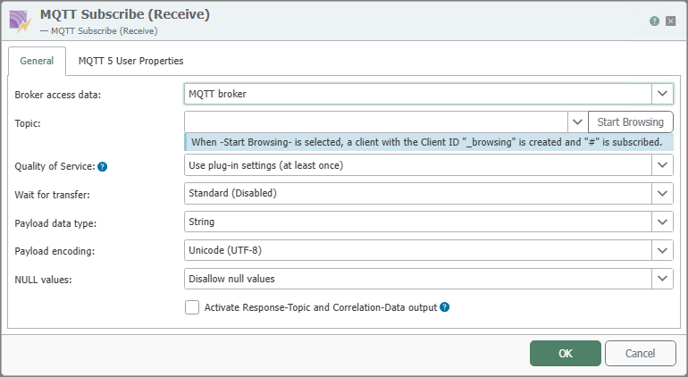 MQTT-Subscribe, Reiter Allgemein