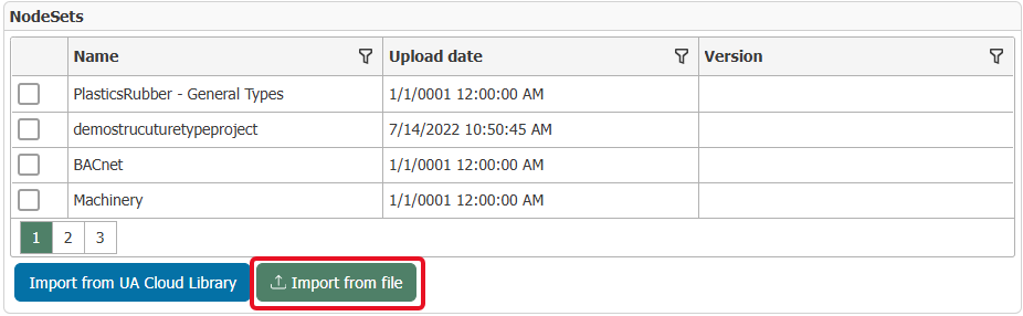 Schaltfläche zum Import eines NodeSets aus Datei