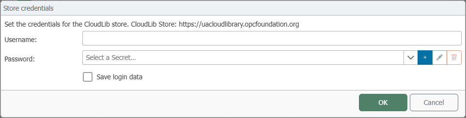 Dialog zum Hinterlegen der Cloud-Library-Zugangsdaten