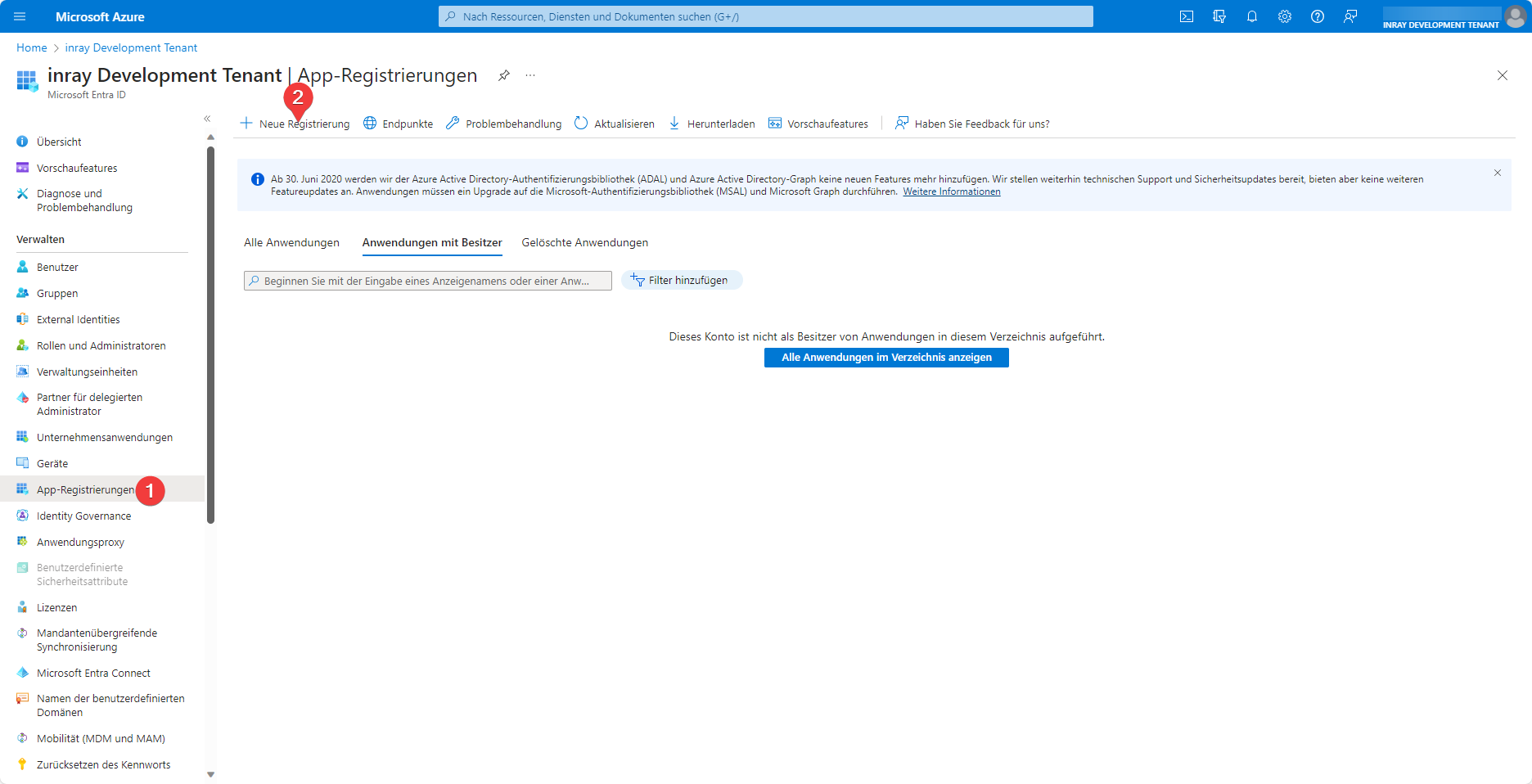 Das Aussehen und die Menüführung der Benutzeroberfläche von Microsoft Entra ID können abweichen.