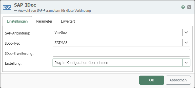 SAP-IDoc-Transferobjekt – Einstellungen