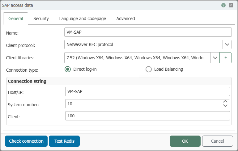 SAP®-Plug-in – Registerkarte Allgemein