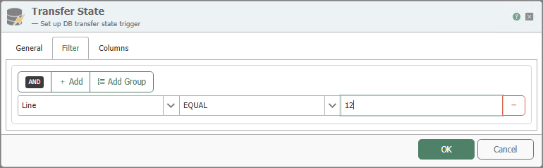 Filter-Reiter des Transferstatus-Triggers