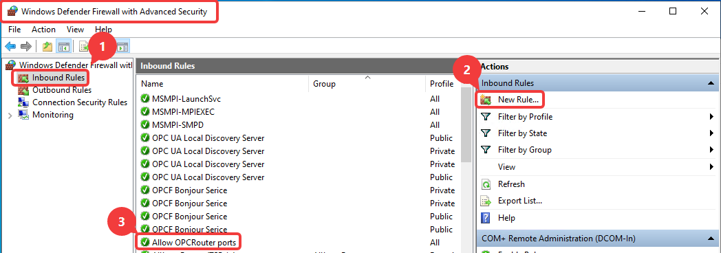 Windows Defender Firewall mit erweiterter Sicherheit